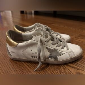Golden Goose Gold and Beige Sneakers